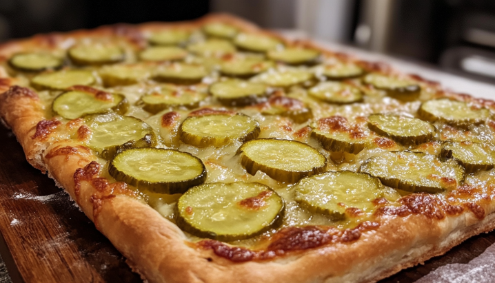 Tangy Pickle Pie Pizza Fresh Out of the Oven